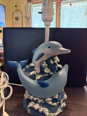 Vintage Dolphin Resin Table Lamp 2002, Excellent Vintage Condition,Fast shipping